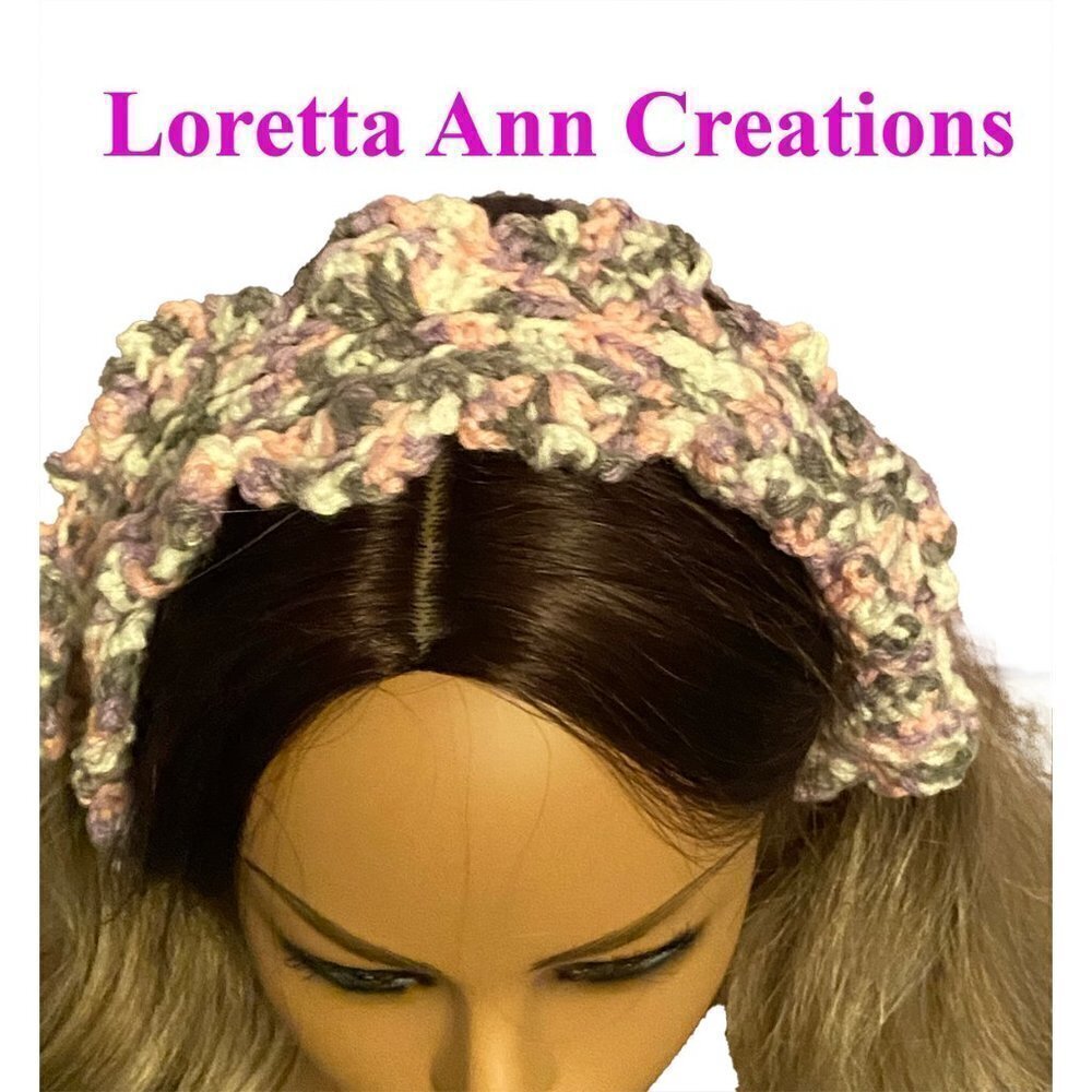 NWT Loretta Ann Creations Tie Headband Pink/gray